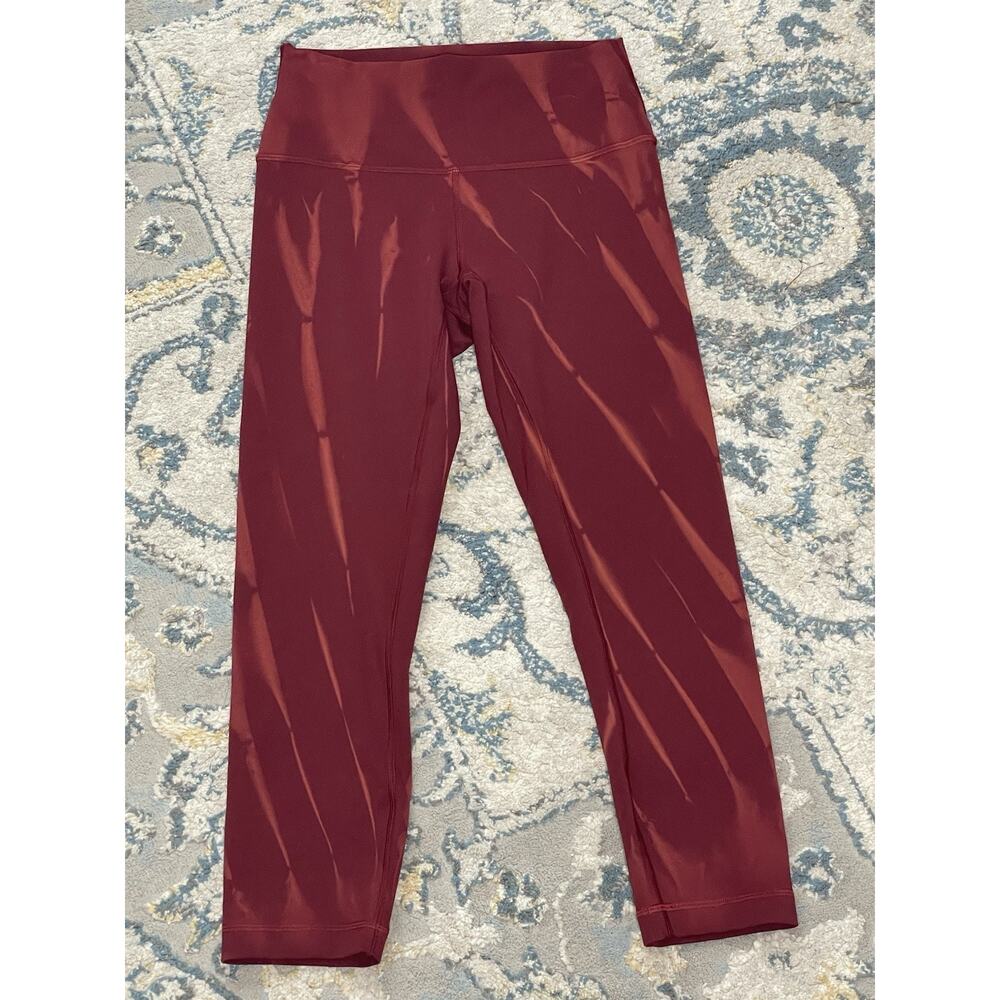 Lululemon Wunder Train HR Crop 23" Fade Sun Bleached Wash Red Merlot Size 6